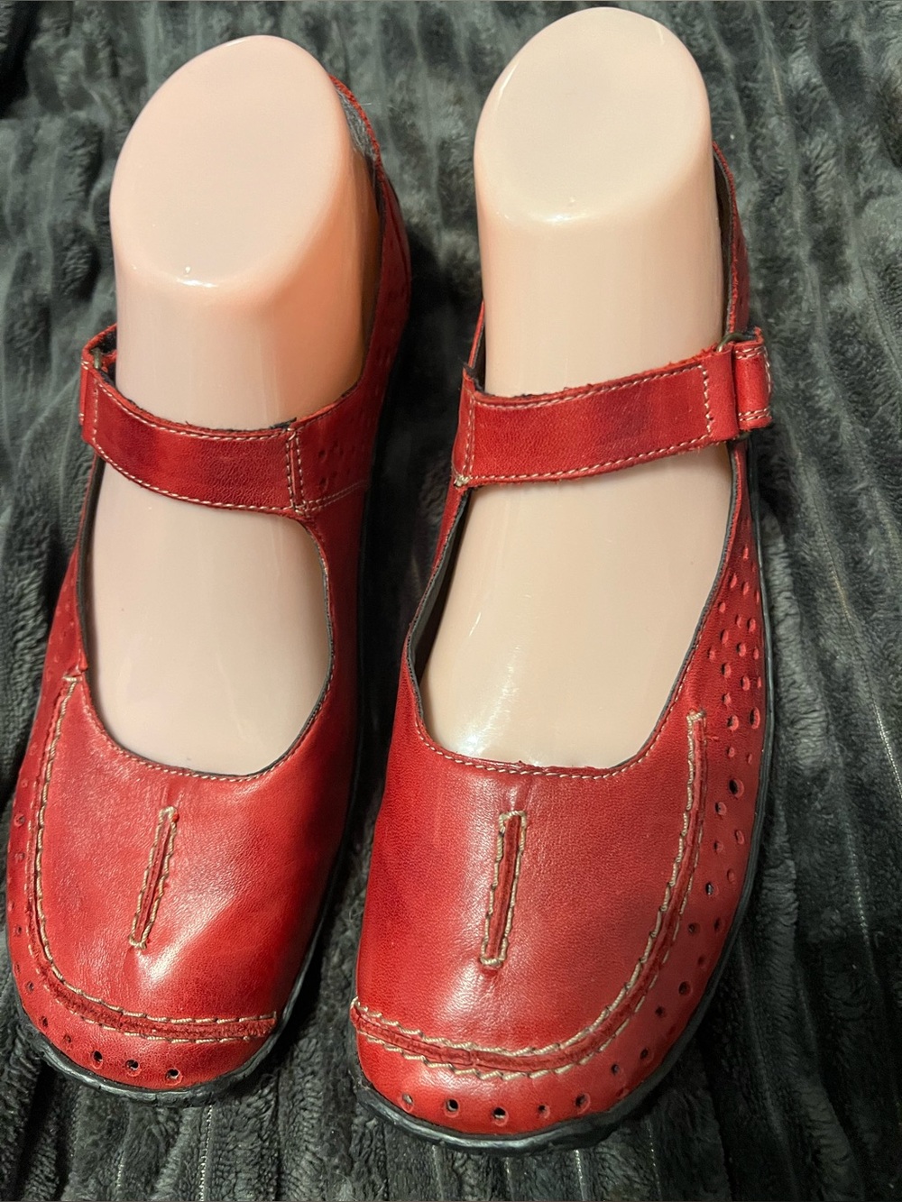 Rieker Red Leather Mary Janes size 40